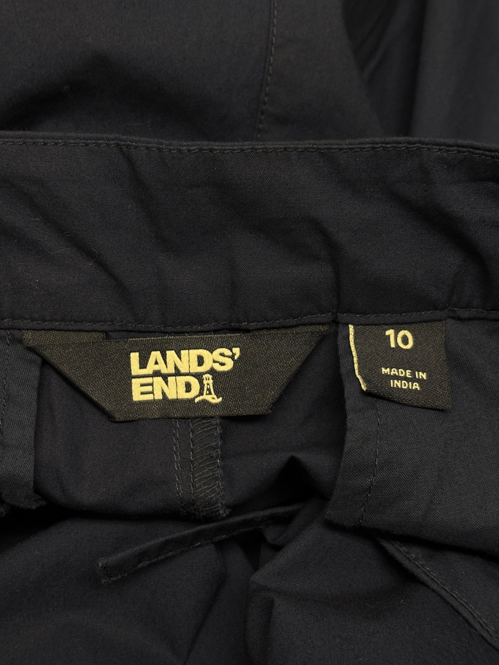 Lands' End Poplin Mid Rise Pleated Slouchy Pants Deep Sea Navy Wide Leg Size 10 - Picture 4 of 7